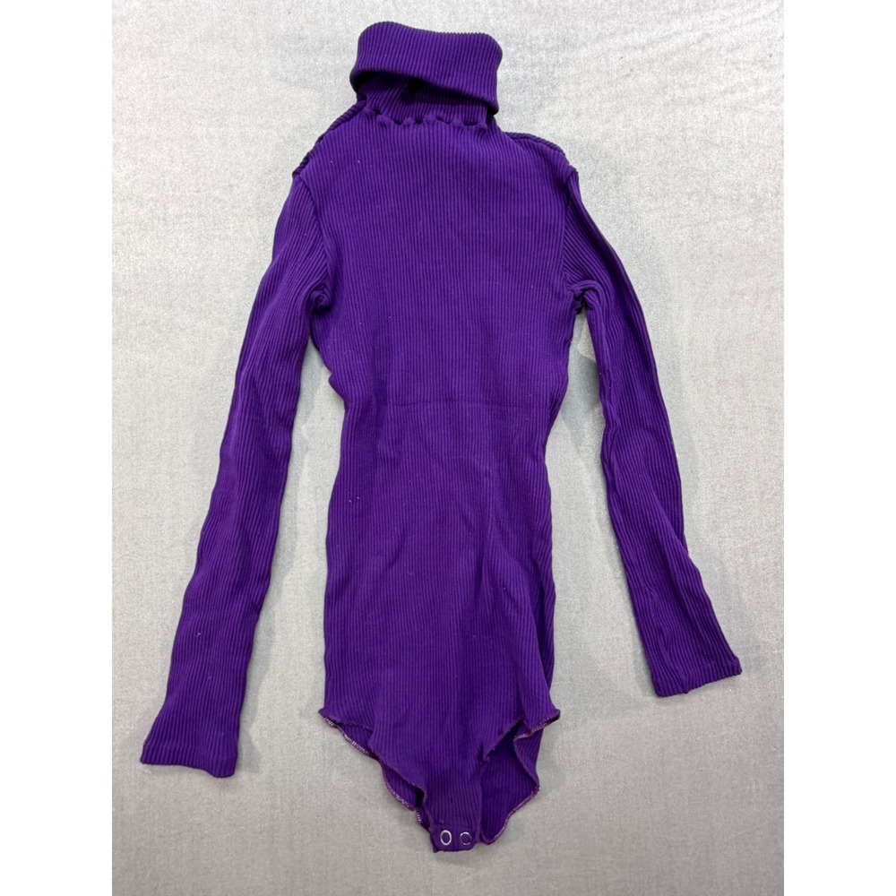 Vintage Hugables Women Bodysuit Size 14-16 Purple Zip up 100% Nylon‎